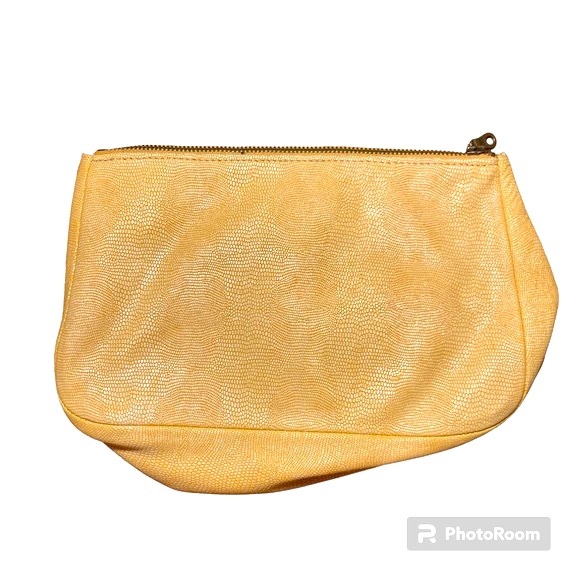 Tracey Tanner Golden Yellow snake print Embossed Leather Clutch - Picture 3 of 7